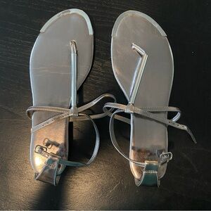 Silver sandals, 8.5, EUC